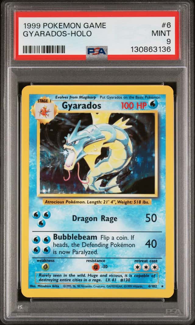 130863136 Gyarados 1999 Pokemon Unlimited #6 Rare Holo PSA 9