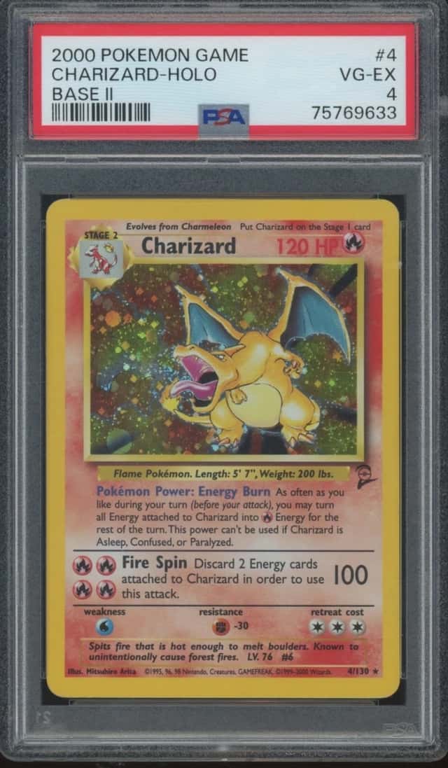 2000 Pokemon Game Base II Holo #4 Charizard VG EX PSA 4