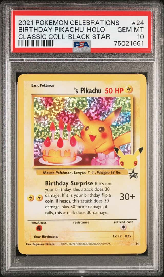 Pokemon 2021 Birthday Pikachu 24/25 Holo Celebrations Classics GEM MINT PSA 10