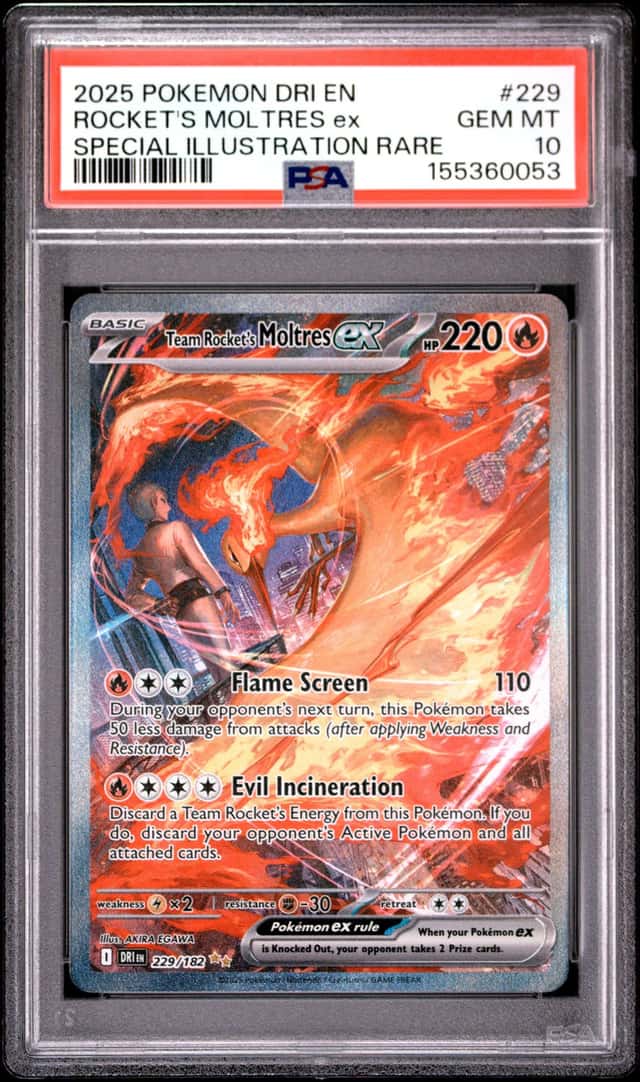 Pokemon Team Rocket's Moltres ex Destined Rivals 229/182 SIR PSA 10 Gem Mint