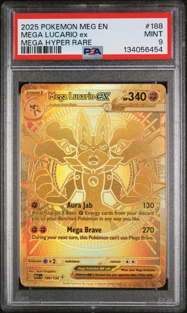 Pokemon Mega Lucario ex Mega Evolution 188/132 Mega Hyper Rare PSA 9 Mint
