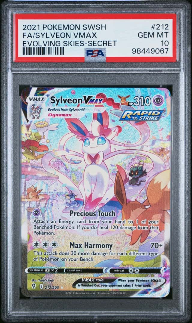 Pokemon Sylveon Vmax Evolving Skies 212/203 Secret Rare Full Alt Art PSA 10