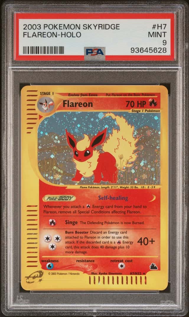 Pokemon 2003 Flareon H7/H32 Holo Skyridge PSA 9