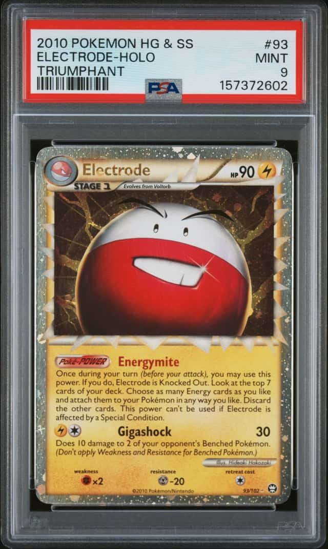 2010 POKEMON HEARTGOLD & SOULSILVER TRIUMPHANT #93 ELECTRODE-HOLO PSA 9