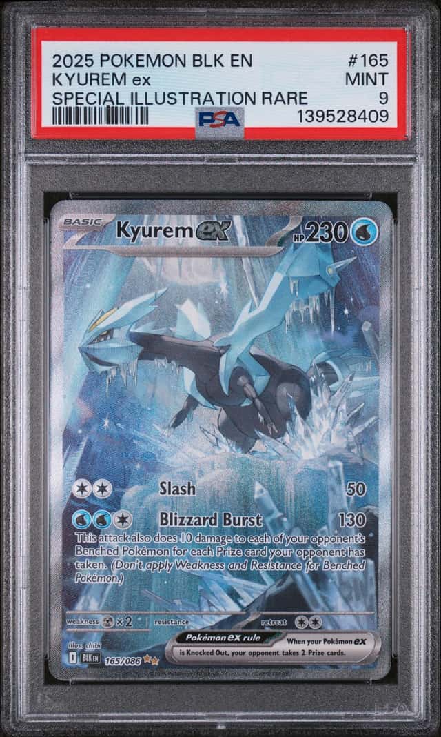 2025 POKEMON BLACK BOLT #165/086 KYUREM EX SPECIAL ILLUSTRATION RARE PSA 9