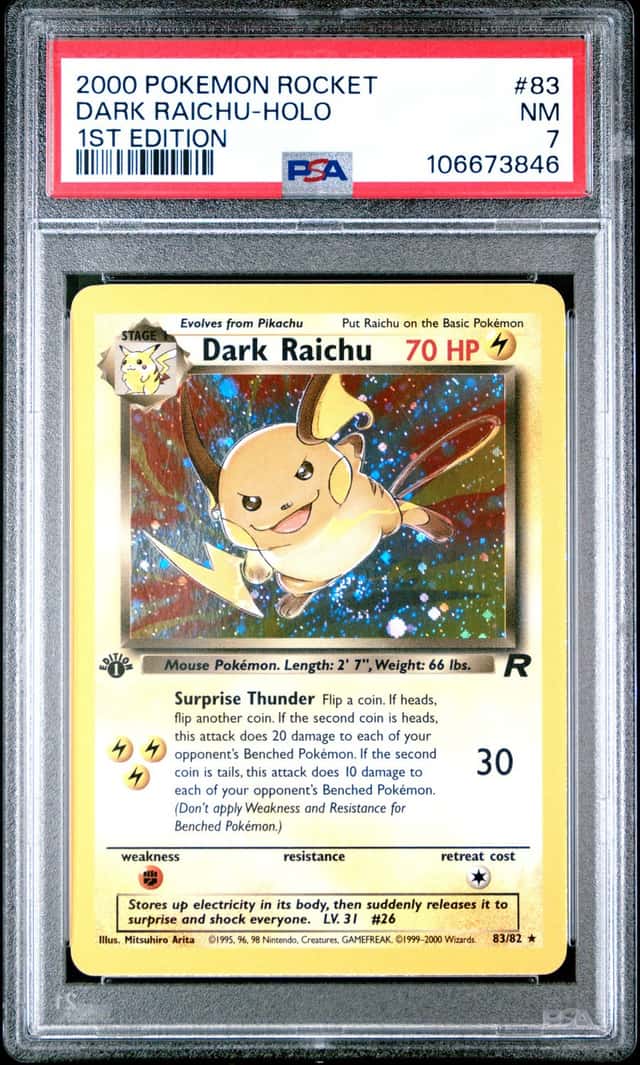 2000 Pokemon Rocket 1st Edition Holo Dark Raichu #83 PSA 7 NRMT
