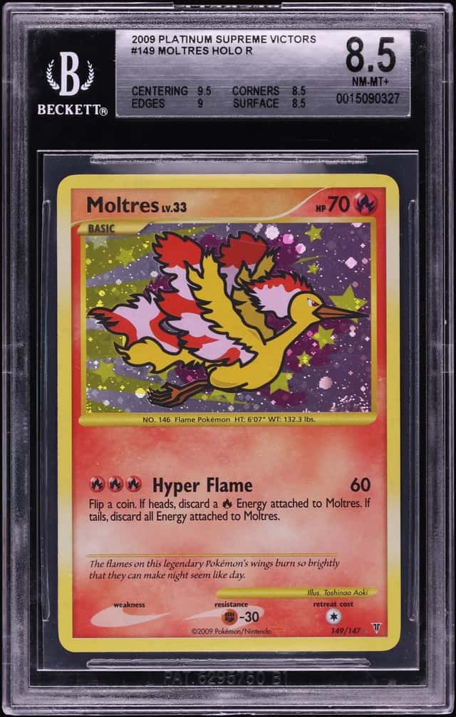 2009 Pokemon Platinum Supreme Victors Holo Moltres #149 BGS 8.5 NM-MT+