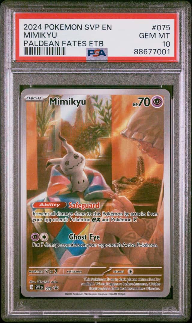 2024 Pokemon Scarlet & Violet Promo Paldean Fates ETB Full Art Mimikyu #75 PSA 10 GEM MINT
