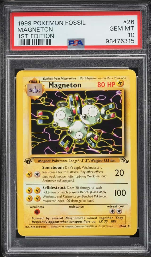 1999 Pokemon Fossil 1st Edition Magneton #26 PSA 10 GEM MINT