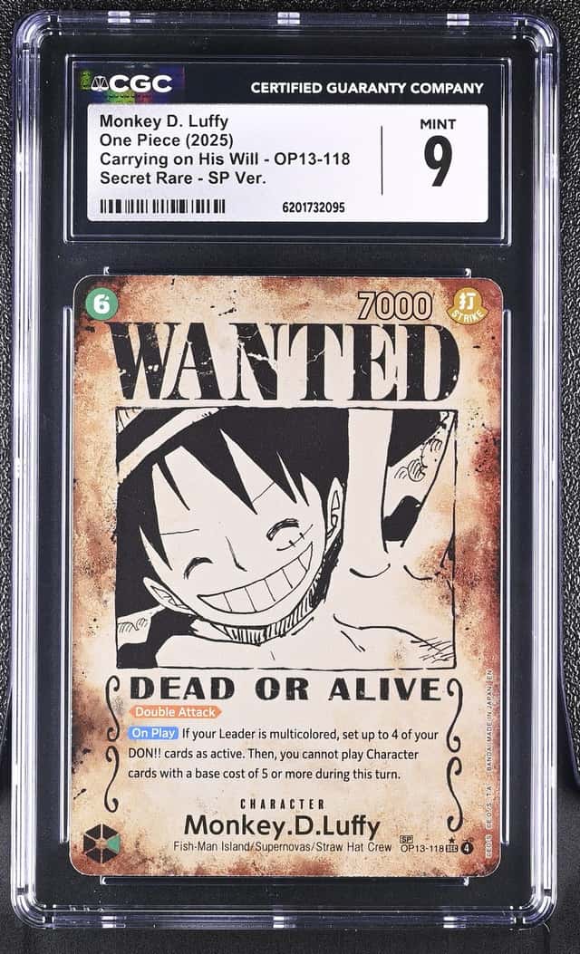 2025 One Piece Carrying On His Will SP Monkey D. Luffy #OP13-118 CGC 9 MINT