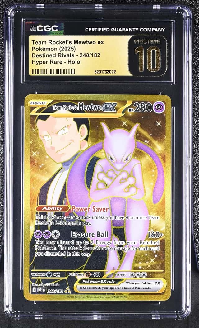 2025 Pokemon SV Destined Rivals Gold Rare Team Rocket's Mewtwo ex #240 CGC 10 PRISTINE