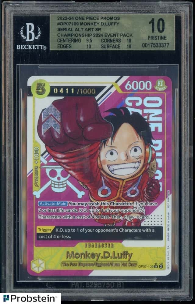 2024 One Piece EN Monkey D Luffy Championship Event Serial /1000 BGS 10 PRISTINE