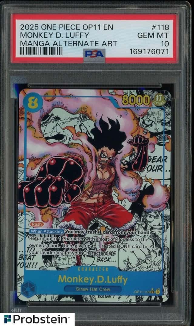 2025 One Piece OP11 EN Manga Alternate Art #118 Monkey D. Luffy PSA 10 GEM MINT