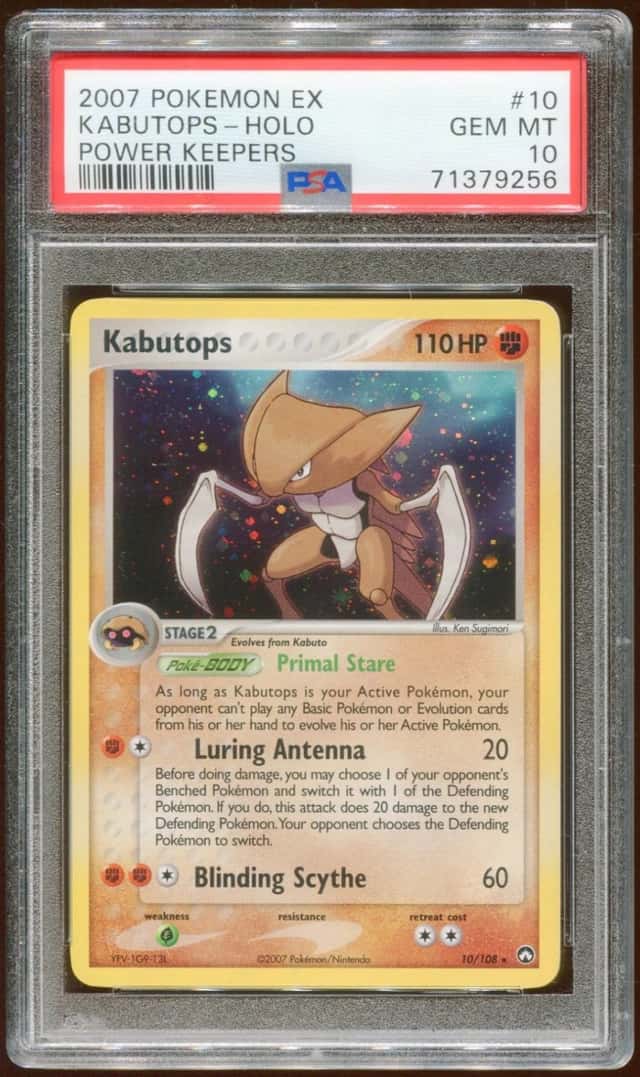 2007 POKEMON POWER KEEPERS EX KABUTOPS #10/108 RARE HOLO FOIL PSA 10 E8