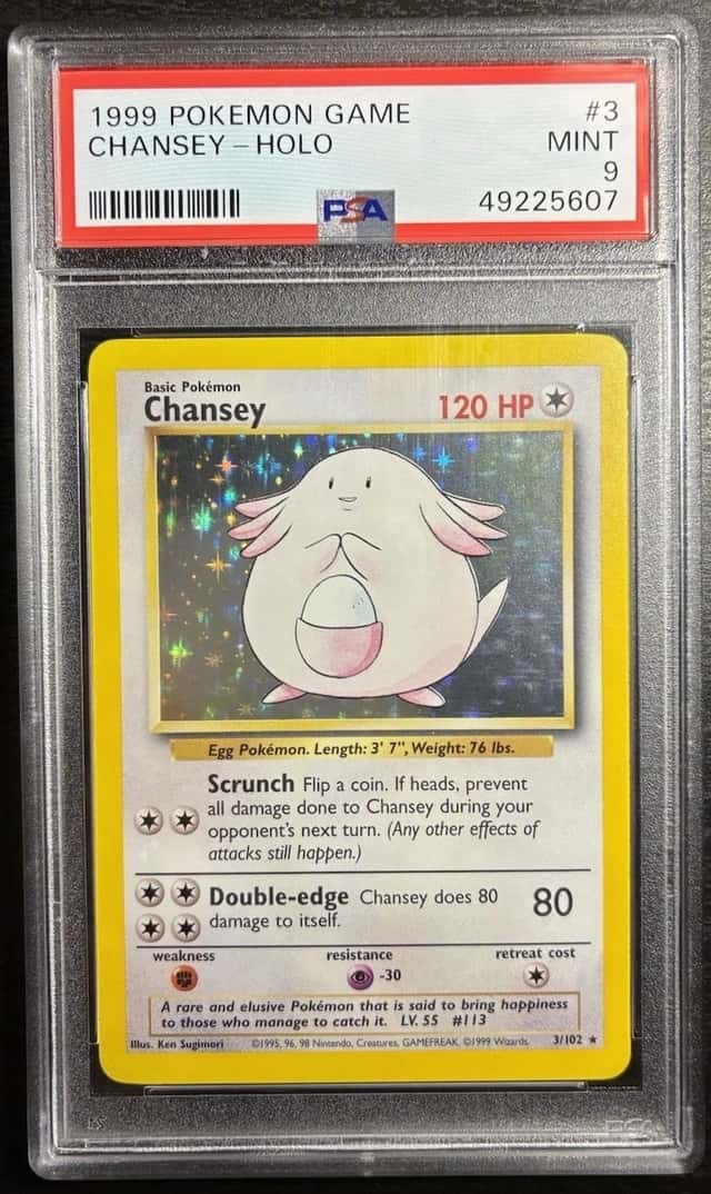 Pokemon 1999 Base Set Chansey 3/102 Holo Rare PSA 9 English Pokemon TCG Card