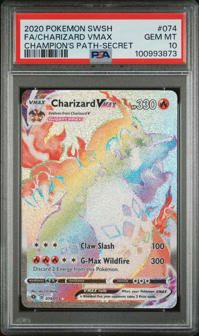 Pokemon 2020 Champions Path Charizard VMAX Secret Rare Holo 074/073 PSA 10
