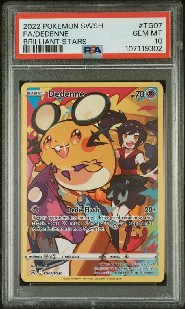 2022 POKEMON SWORD & SHIELD BRILLIANT STARS #TG07 FULL ART/DEDENNE PSA 10