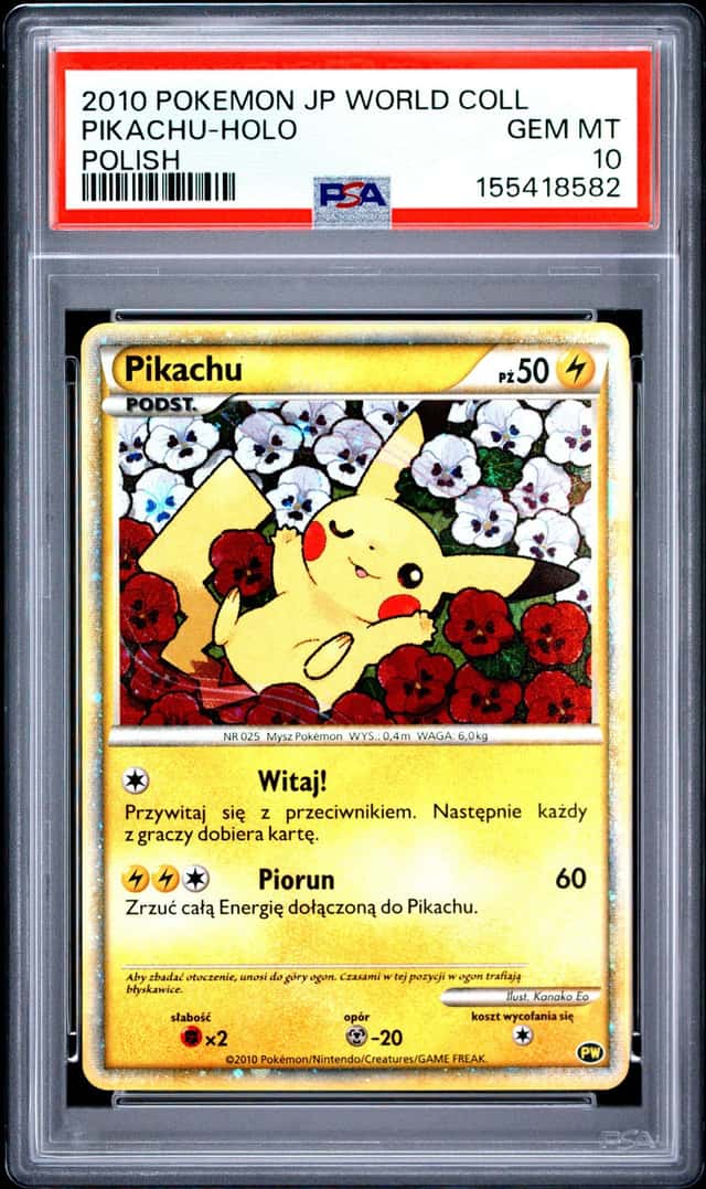 2010 Pokemon Japanese World Collection Pikachu Polish Holo PSA 10 GEM MINT