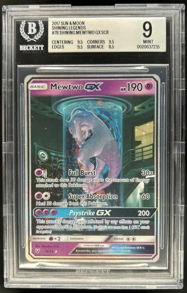 2017 Pokemon Shining Legends Mewtwo #78/73 BGS 9