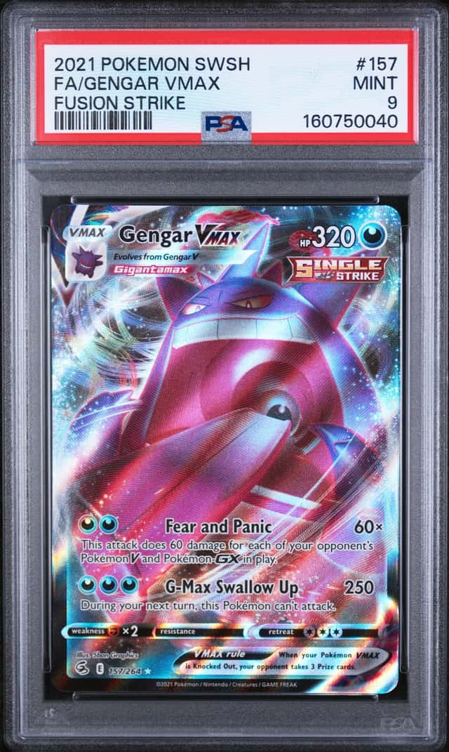Pokemon 2021 Gengar VMAX 157/264 Full Art Fusion Strike PSA 9