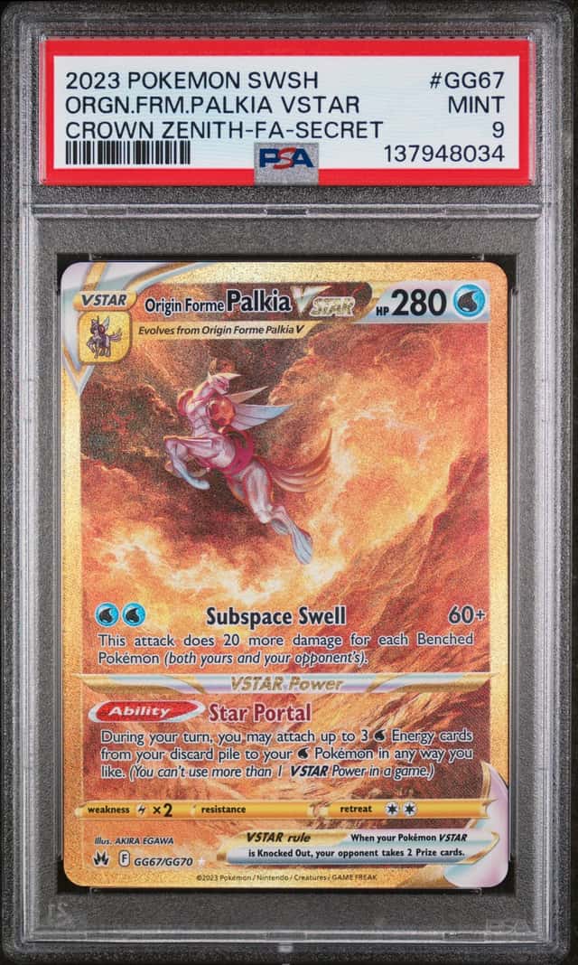 Pokemon 2023 Origin Forme Palkia VSTAR GG67/GG70 Full Art SR Crown Zenith PSA 9