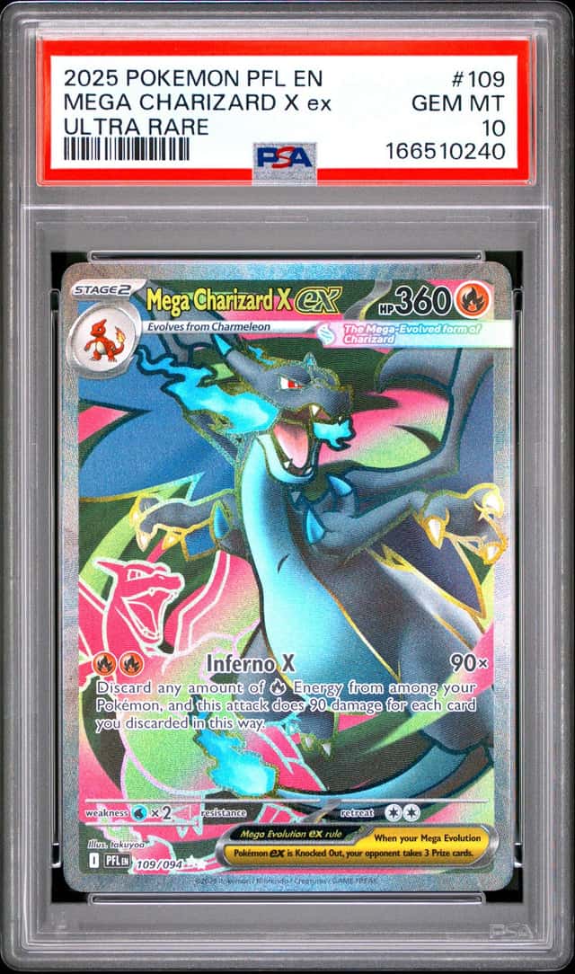 2025 POKEMON PFL EN-PHANTASMAL FLAMES ULTRA RARE #109 MEGA CHARIZARD X EX PSA 10