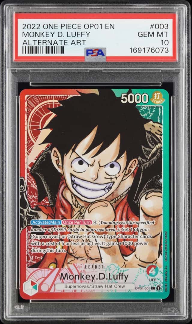 2022 One Piece OP01 EN Alternate Art Pre-Errata #003 Monkey D Luffy PSA 10
