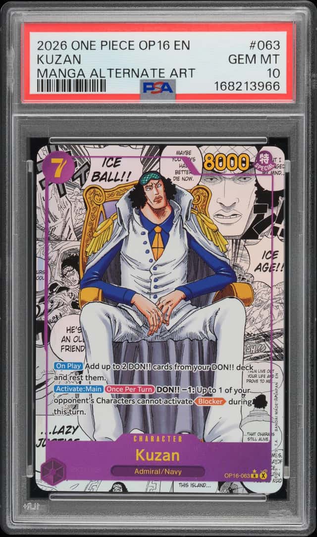 2026 One Piece TCG Time Of Battle OP16-063 Kuzan Manga Rare Foil PSA 10