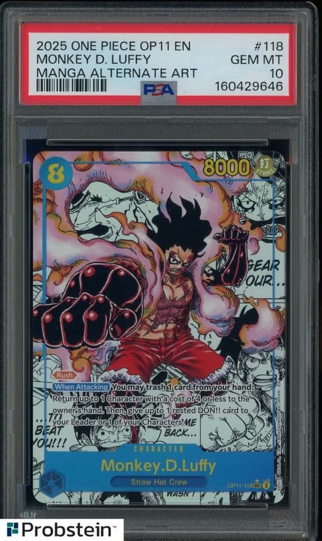2025 One Piece OP11 EN Manga Alternate Art #118 Monkey D. Luffy PSA 10 GEM MINT