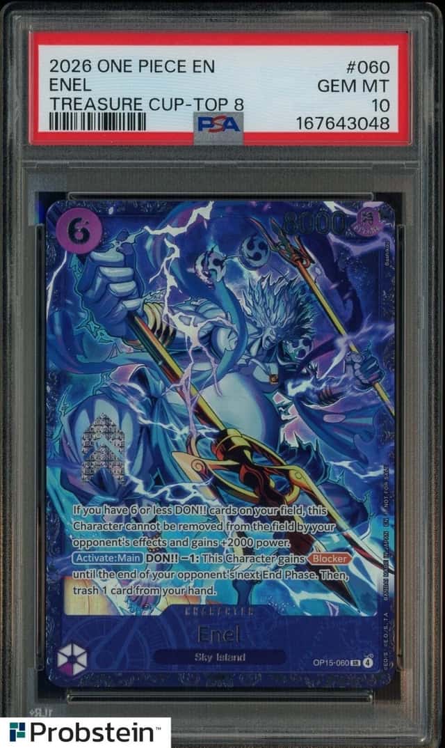 2026 One Piece Promo Treasure Cup May Top 8 Enel English Promo OP15-060 PSA 10