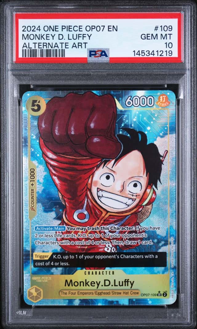 2024 ONE PIECE OP07-500 YEARS IN THE FUTURE #109 MONKEY D. LUFFY ALT ART PSA 10