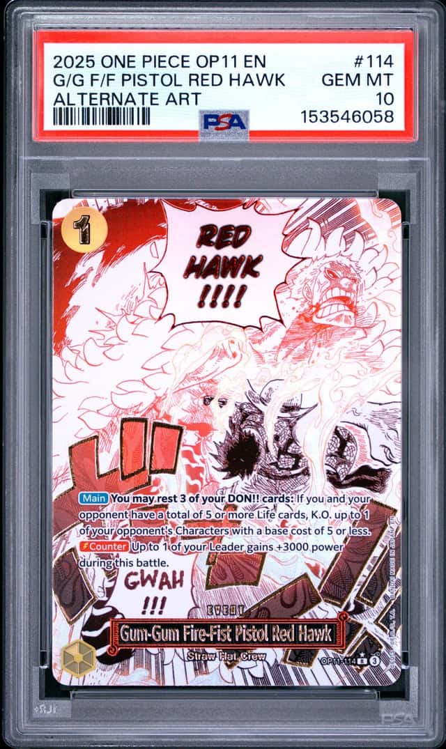 Gum-Gum Fire-Fist Pistol Red Hawk PSA 10 OP11-114 2025 Alternate Art One Piece