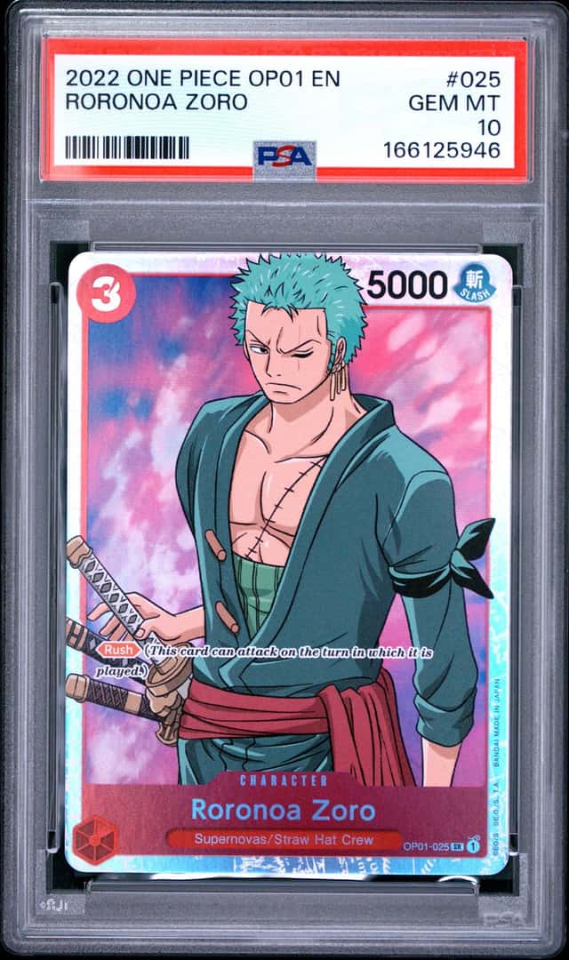 2022 ONE PIECE OP01-ROMANCE DAWN #025 RORONOA ZORO PSA 10