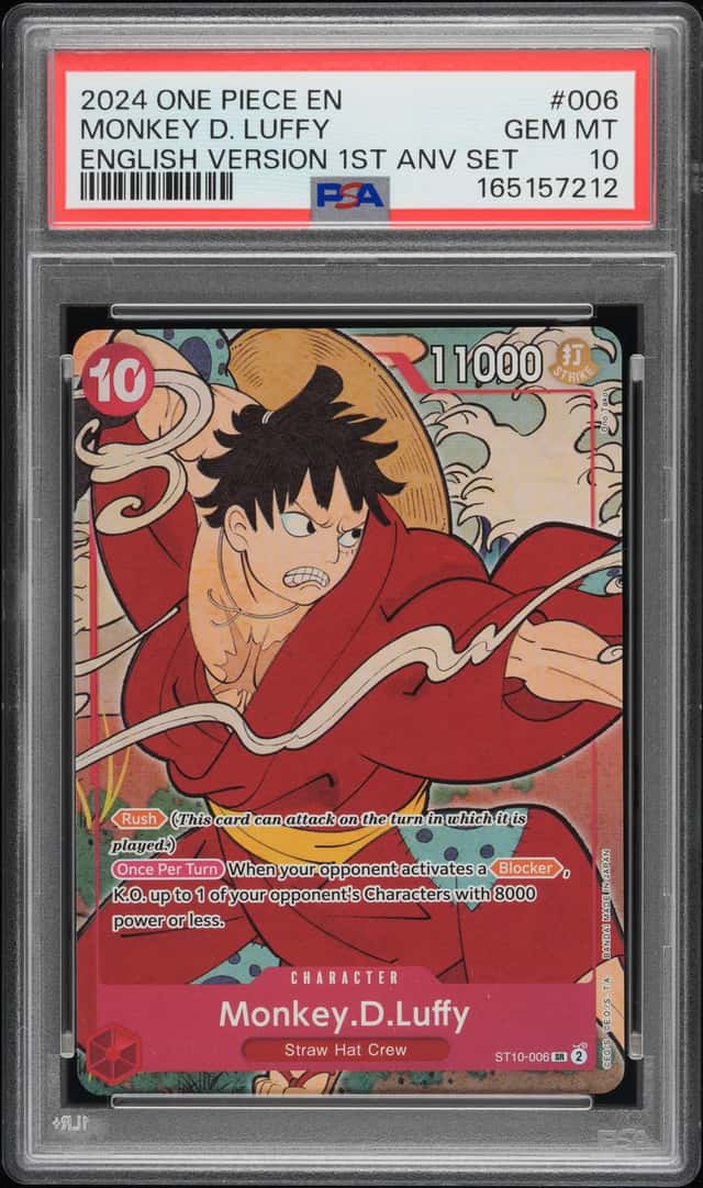 2024 ONE PIECE ENGLISH VERSION 1ST ANNIVERSARY SET #006 MONKEY D. LUFFY PSA 10