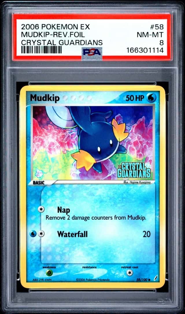 2006 POKEMON EX CRYSTAL GUARDIANS #58 MUDKIP-REVERSE FOIL PSA 8