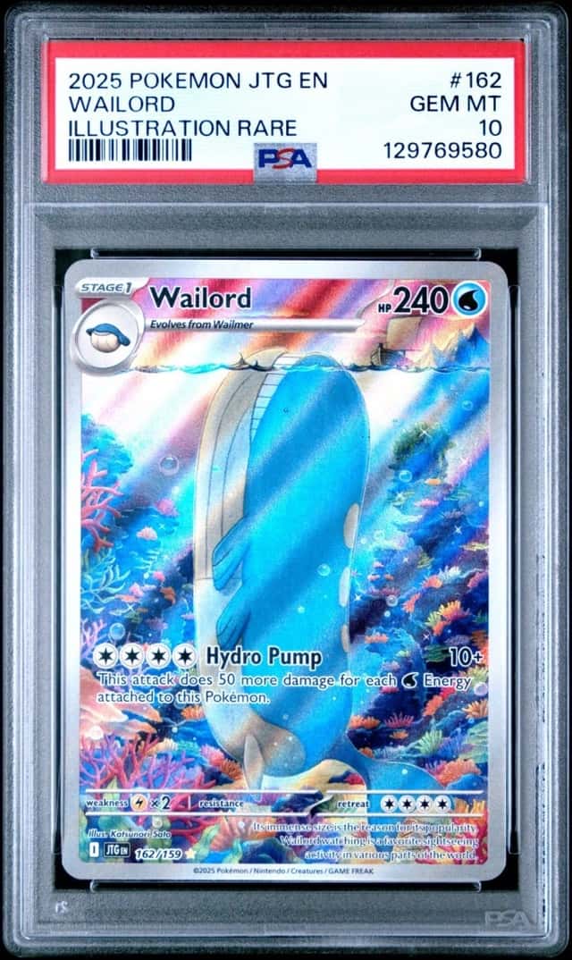 POKEMON WAILORD ILLUSTRATION RARE 2025 JTG EN-JOURNEY TOGETHER #162 PSA 10
