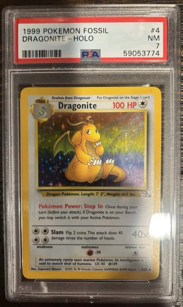 Pokémon TCG Fossil Dragonite 4/62 Holo PSA 7 NM