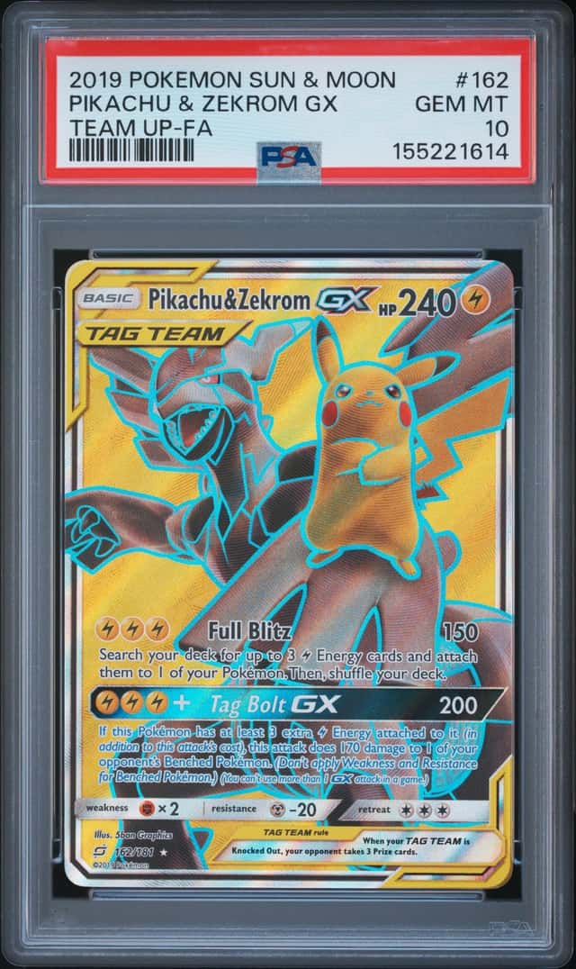2019 Pokemon Sun & Moon Team Up #162 Pikachu & Zekrom GX PSA 10