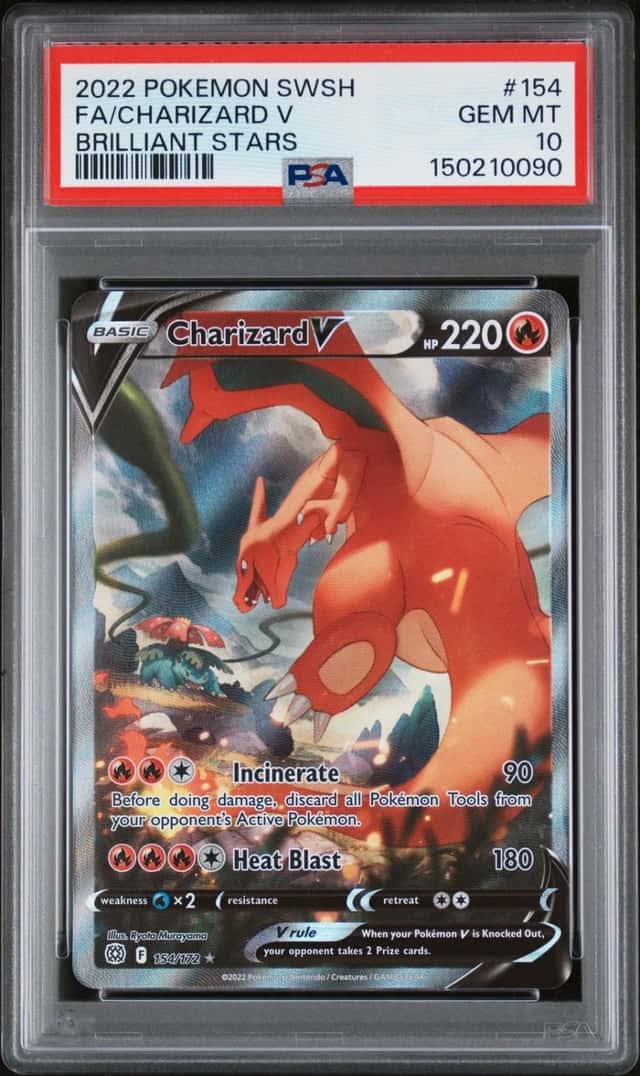 2022 POKEMON SWORD & SHIELD BRILLIANT STARS #154 FULL ART/CHARIZARD V PSA 10