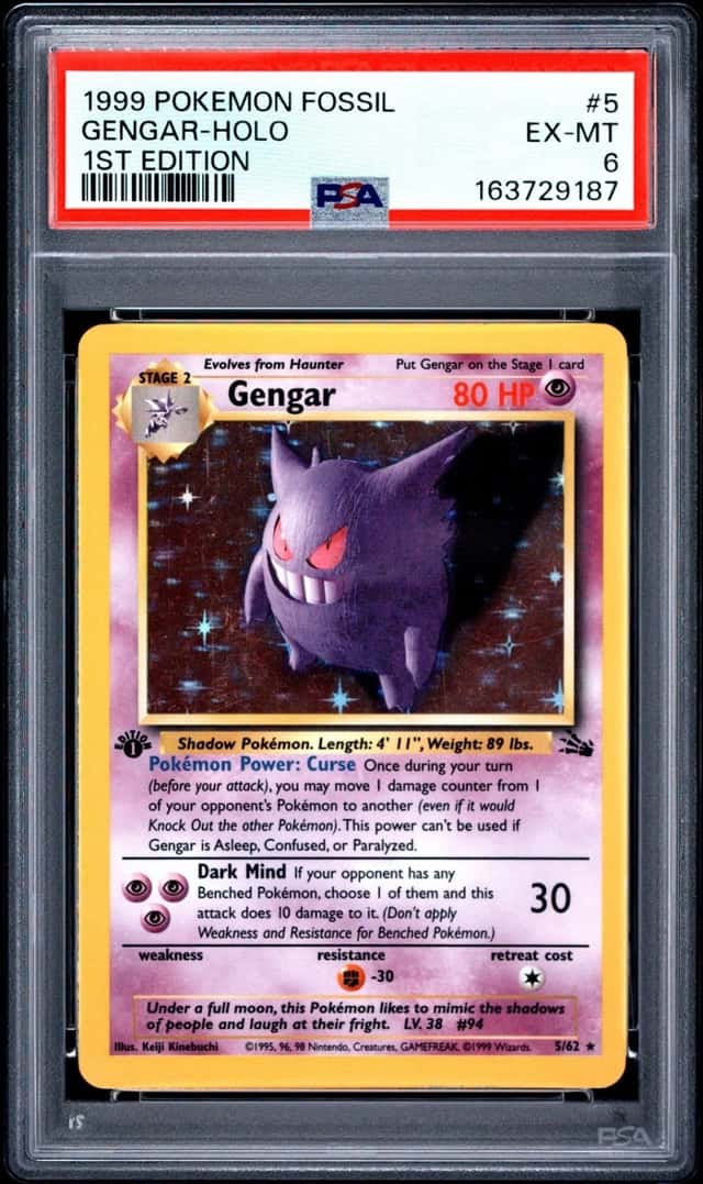 1999 POKEMON FOSSIL 1ST EDITION #5 GENGAR-HOLO PSA 6