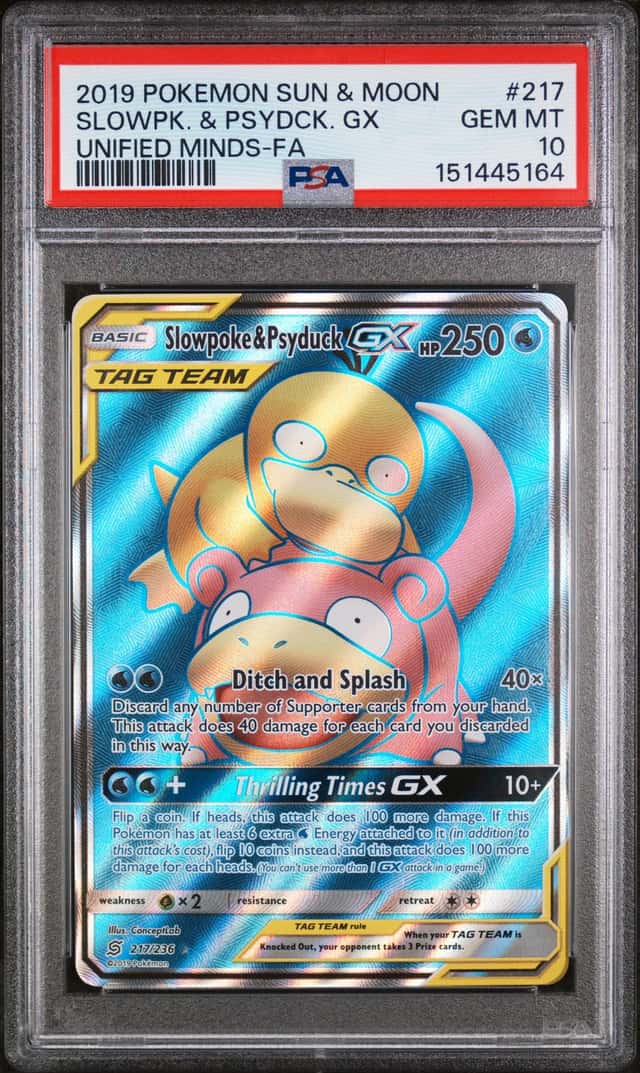 The Pokémon Company Slowpoke & Psyduck GX 217/236 Unified Minds Holo PSA 10