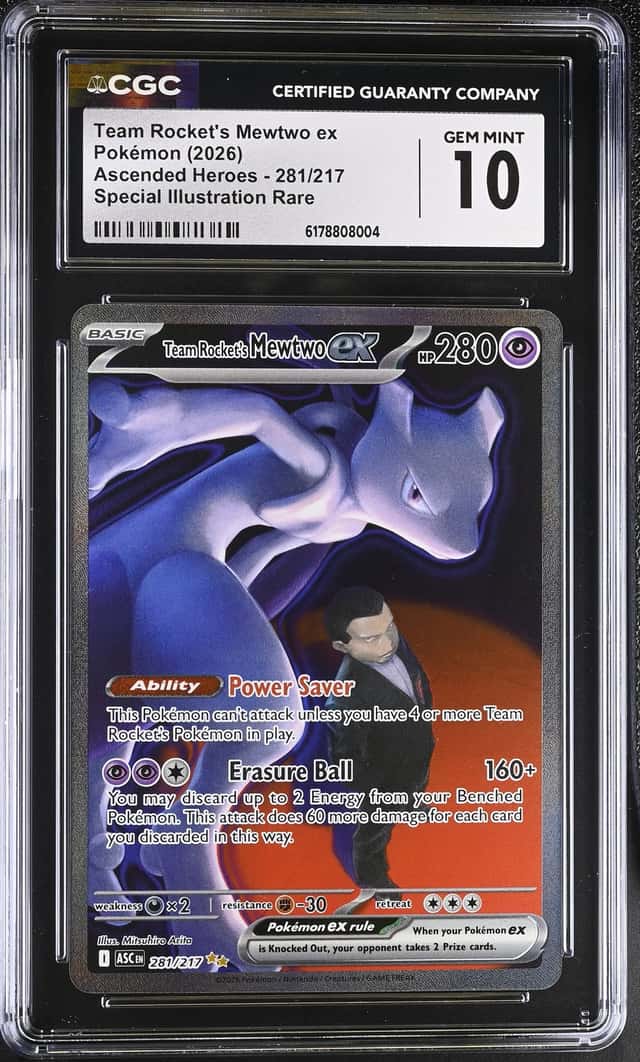 2026 POKEMON ASC EN-ASCENDED HEROES #281 TEAM ROCKET'S MEWTWO EX CGC 10