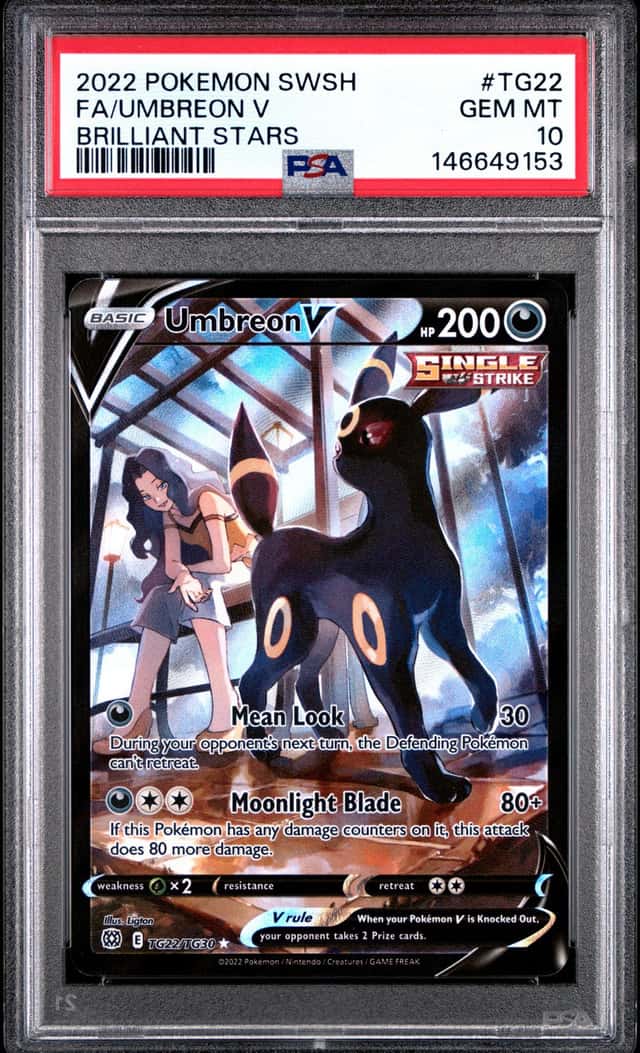 2022 POKEMON SWORD & SHIELD BRILLIANT STARS #TG22 FULL ART/UMBREON V PSA 10
