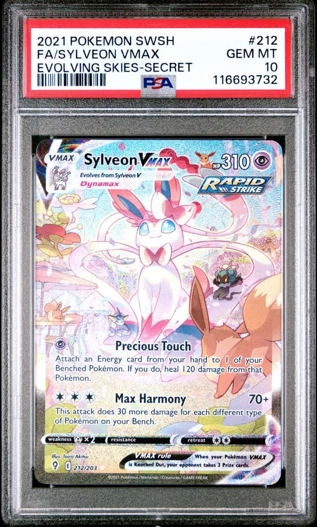 2021 Pokemon SWSH Evolving Skies Sylveon VMAX #212/203 PSA 10 GEM MINT GEM MINT