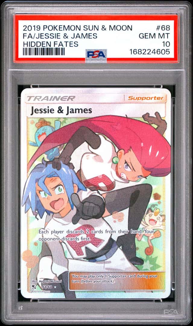 2019 POKEMON SUN & MOON HIDDEN FATES #68 FULL ART/JESSIE & JAMES PSA 10