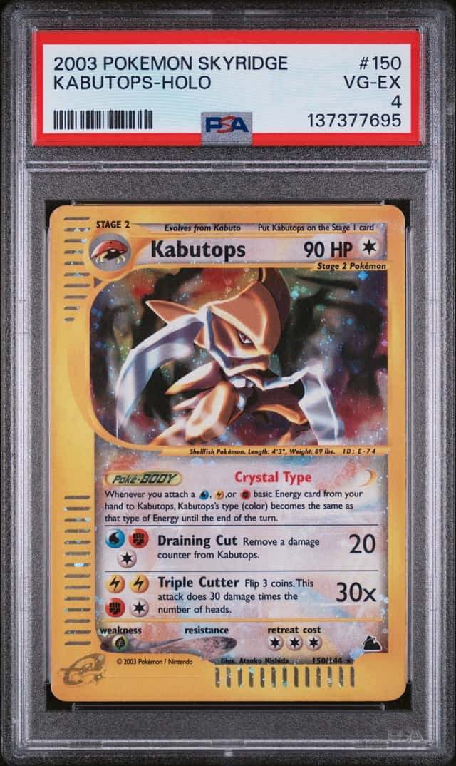 2003 POKEMON SKYRIDGE #150 KABUTOPS-HOLO PSA 4