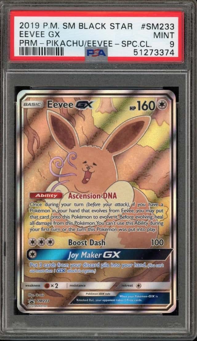 Pokemon Eevee Gx Black Star Promo SM233 Pikachu-Gx/Eevee-Gx Special Coll. PSA 9