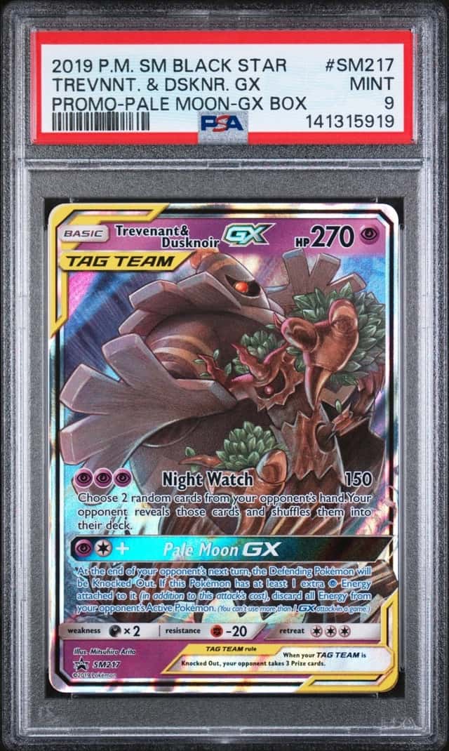 Pokemon Trevenant & Dusknoir Gx Sm Black Star Promo SM217 Pale Moon Gx Bx. PSA 9