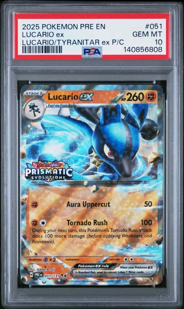 2025 POKEMON PRE EN-PRISMATIC EVOLUTIONS #051 LUCARIO EX PSA 10