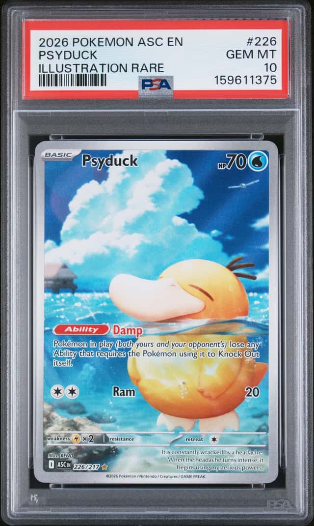 2026 Pokemon Ascended Heroes Psyduck Full Art Illustration Rare #226/217 PSA 10